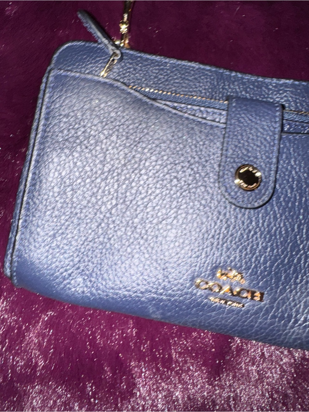 Coach Navy Pebbled Leather Crossbody Bag with Wallet and Gold Hardware - Picture 2 of 9